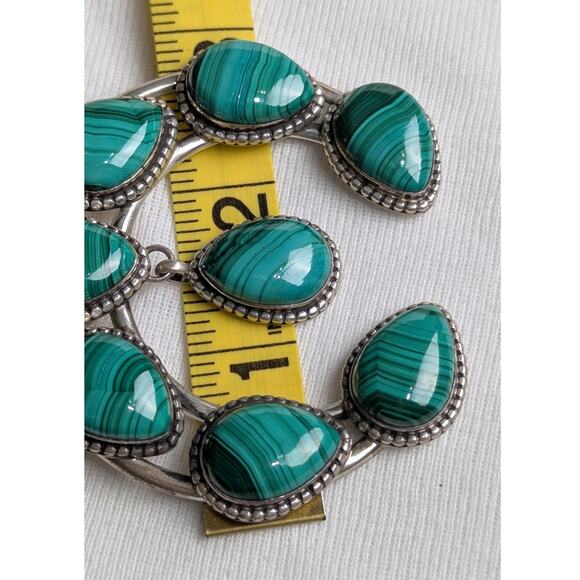 Kathleen Chavez Navajo Sterling Silver Malachite Squash Blossom Necklace + EUC - Picture 11 of 16